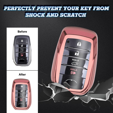Pink Soft TPU Full Protect Remote Key Fob Cover For Toyota Land Cruiser 2018-up