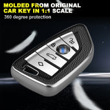 For BMW X1 X3 X5 X6 X7 5 7 Series Silver TPU Leather Key Shell Fob Case Cover