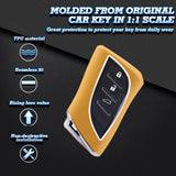 Yellow TPU w/Leather Style Full Protect Remote Key Fob Cover For Lexus ES 350 18+