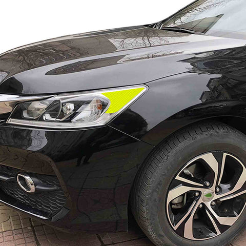 2pcs for Honda Accord 2016 2017 Headlight Reflective Warning Sticker PVC Headlamp Safety Overlay Decal, Fluorescent Yellow