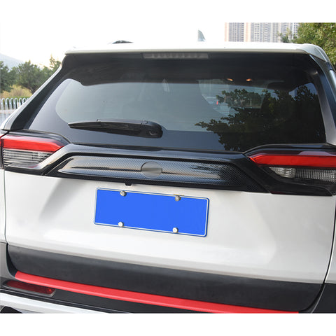 for Toyota RAV4 2019-2024 Rear Trunk Lid Cover Trim, ABS Carbon Fiber Car Tailgate Rear Door Latch Strip Cover Molding