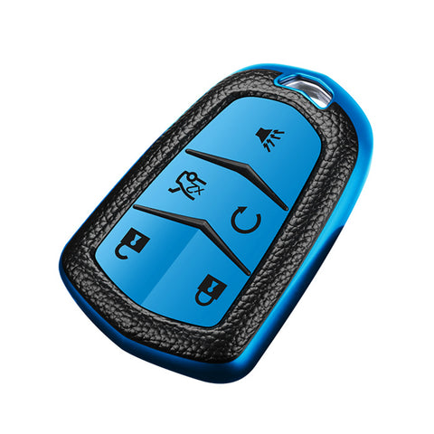 Blue Soft Anti-dust Remote Smart Key Fob Shell Case For Cadillac XT5 2016-2019