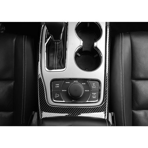 Carbon Fiber Pattern Gear Shift Box Cover Trim For Jeep Grand Cherokee 2014-2020