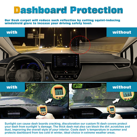 Center Console Dashboard Mat Pre-cut Non-Slip Sunshield Sun Glare Protector Dash Carpet Pad Black Cover Compatible with Toyota Corolla 2019-2021