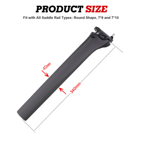 Matte Black Carbon 340mm 0mm Offset Seatpost Compatible with Pinarello DOGMA F