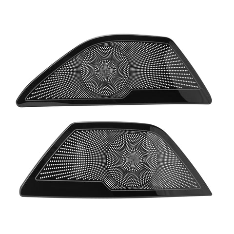 Stainless Steel Bright Black Front Door Audio Sound Speaker Panel Frame Cover Trim For BMW 5 Series 530i 535i 540i 528i 550i F10 2011-2017