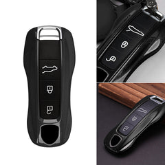 Gloss Black Shockproof Remote Key Fob Cover Holder For Panamera Cayenne 2018-up