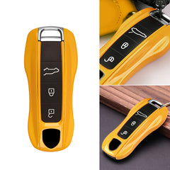 Yellow Shockproof Smart Key Case Protector For Cayenne Panamera 2018-up 3 Button