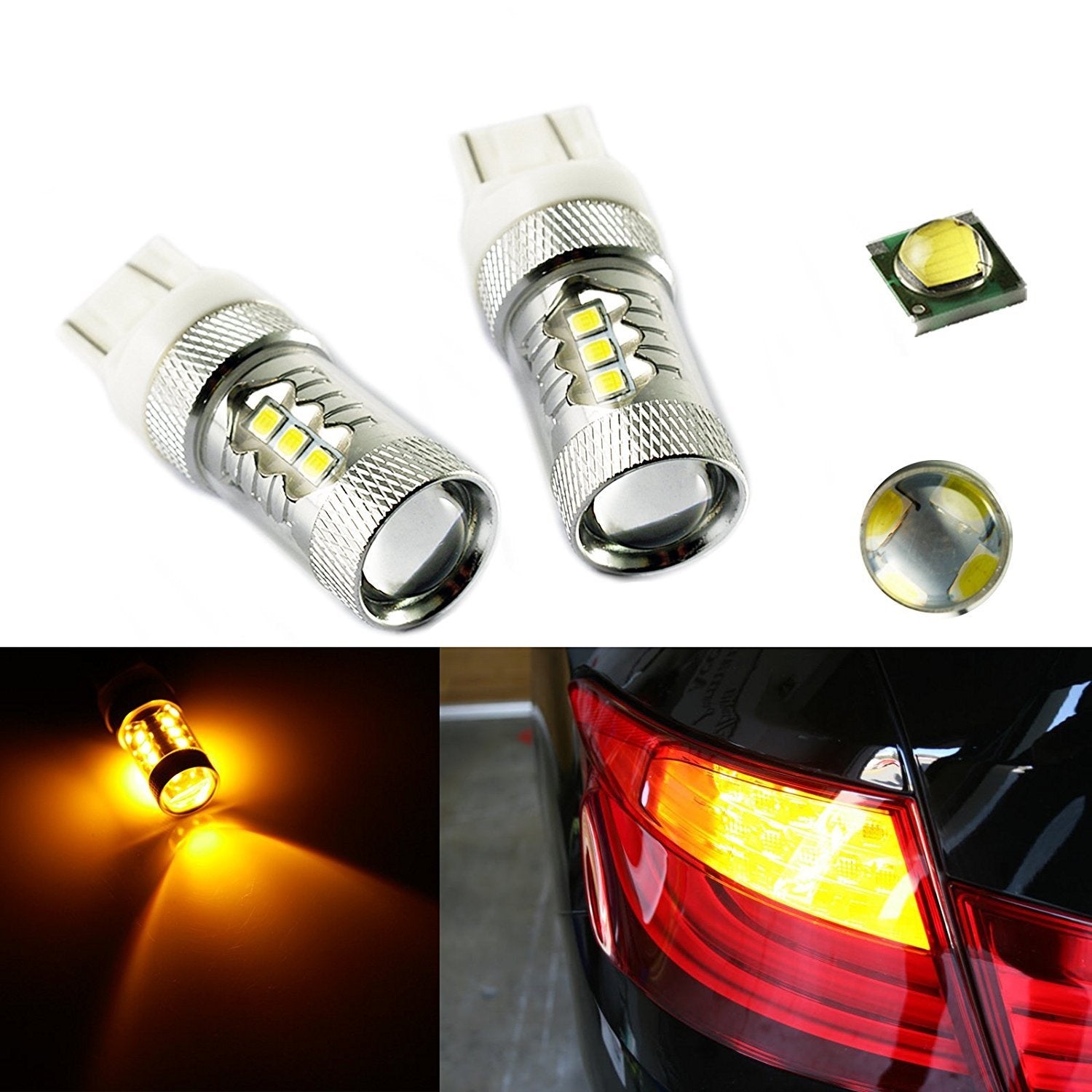 thumbnail image 2 of Pair 3157 3047 80W LED Reverse Backup Light Bulbs For Jeep Wrangler JK 2007-2016, Bright White DRL Parking Brake Lights 2 of 3