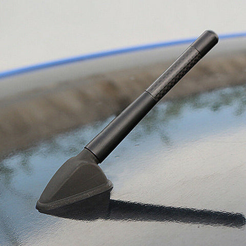 5" Black Real Carbon Fiber Aluminum Short Screw-On Mast Car Antenna