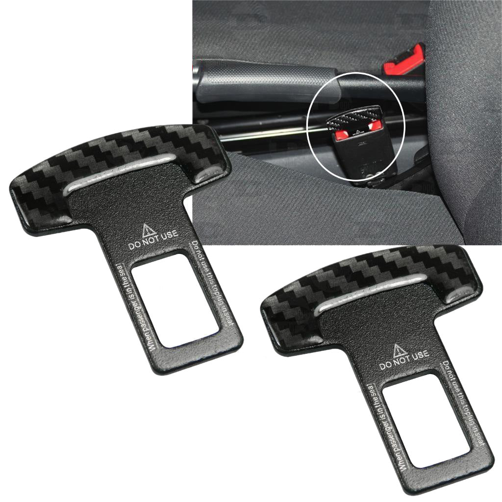 Universal Carbon Fiber Car Safety Seat Belt Buckle Alarm Stopper Clip