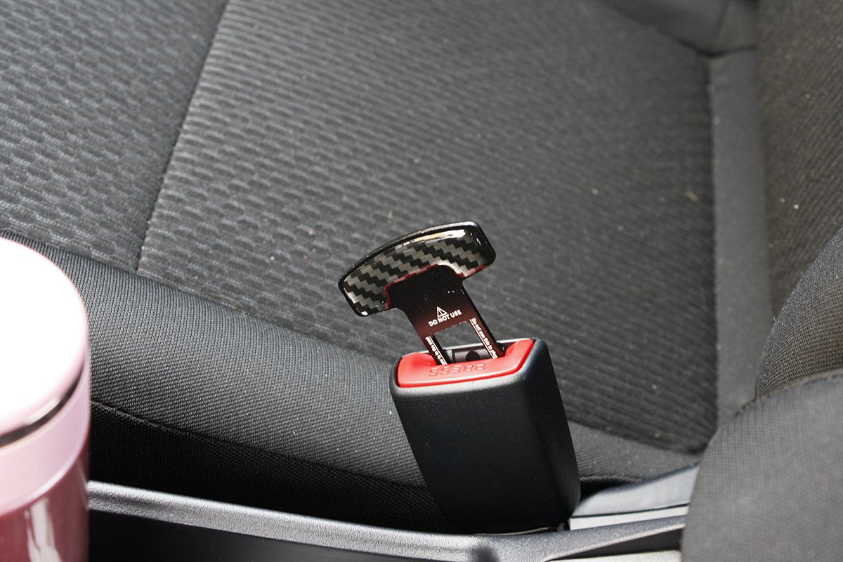 Carbon Fiber Safety Seat Belt Buckle Insert Alarm Stopper Eliminator C
