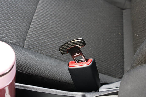 Carbon Fiber Safety Seat Belt Buckle Insert Alarm Stopper Eliminator Clip-Black