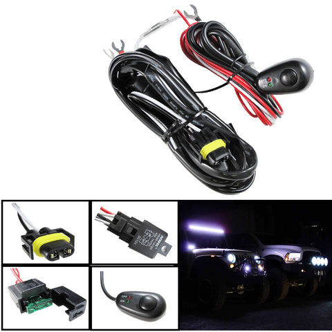 H11 H8 Relay Harness Wire Kit + LED ON/OFF Switch For For Aftermarket Fog Lights, Driving Lights, HID Conversion Kit, LED Work Lamp, etc