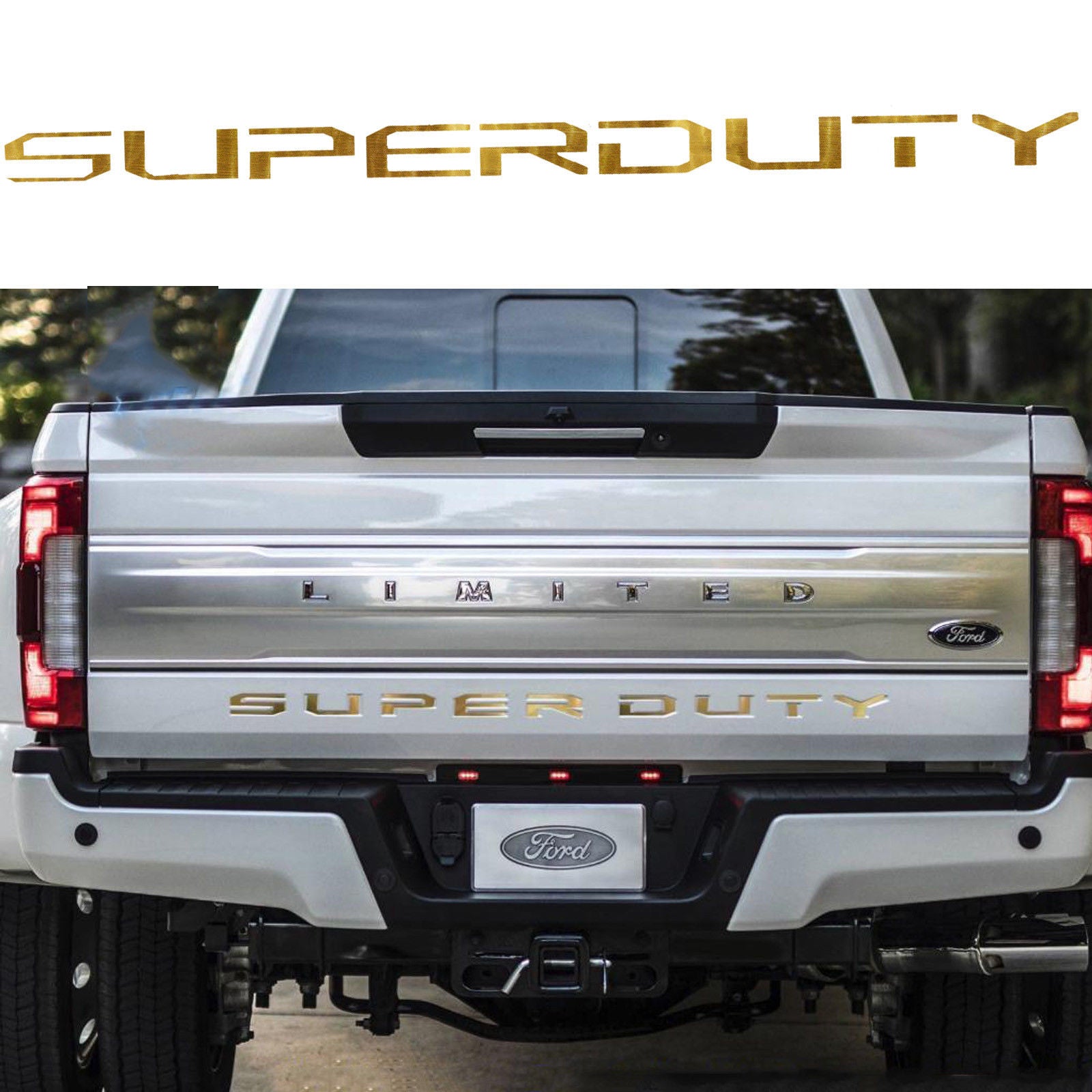 thumbnail image 2 of Matte Black Tailgate Letters Decals For 2017 Ford F250 Super Duty - Blackout Look 2 of 14