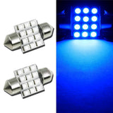 2x 1.25" Blue 31mm LED 12-SMD Festoon Interior Map Lamps DE3022 DE3175 6461