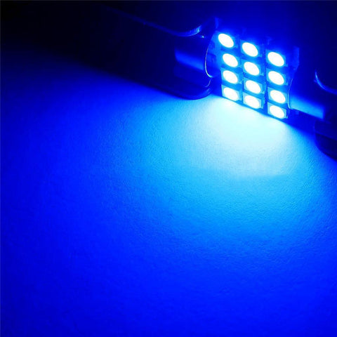 2x 1.25" Blue 31mm LED 12-SMD Festoon Interior Map Lamps DE3022 DE3175 6461
