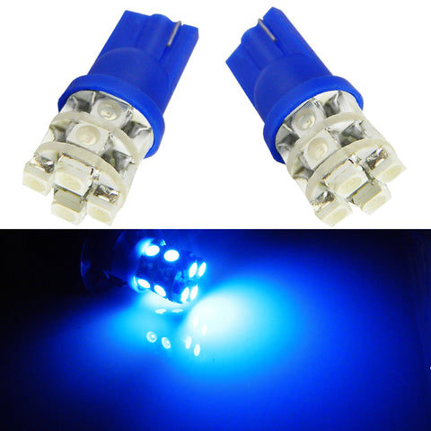 10x Blue LED License Plate Interior Light 12-SMD Bulb Wedge 168 T10 2825 194 W5W