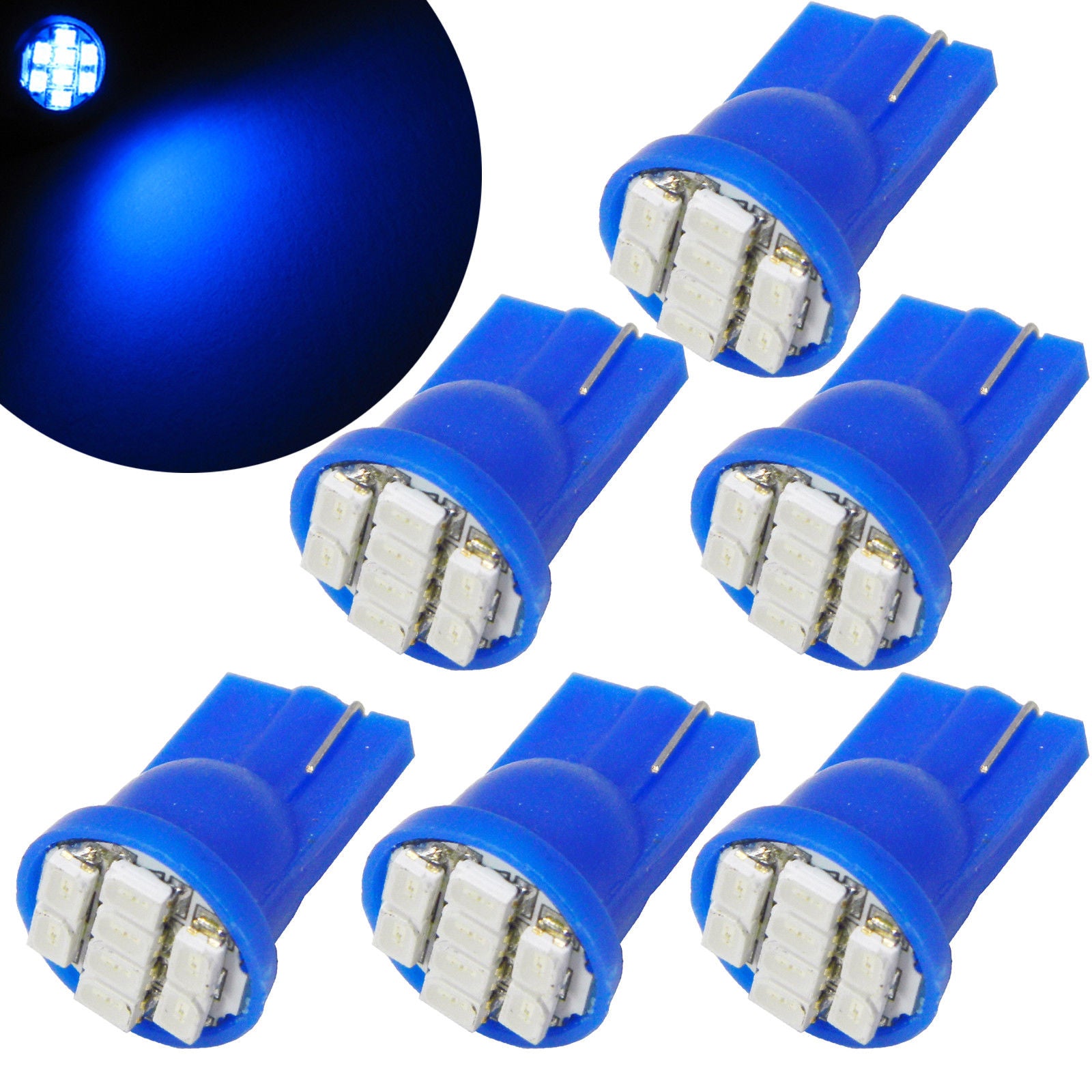 LED 5x 5050 SMD socket T10, W5W - Blue, 24V