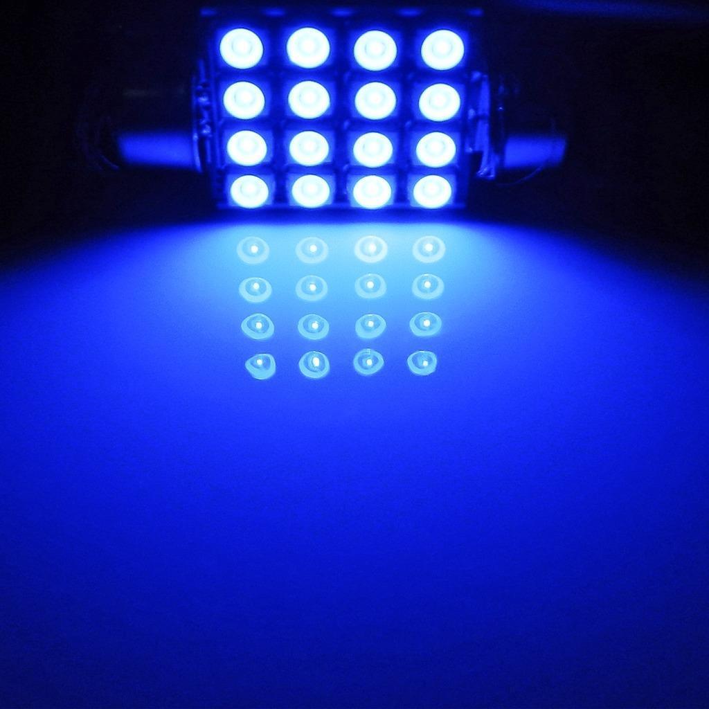2Pcs 8000K Blue 36mm 16-SMD 6418 C5W LED Bulbs For Car License