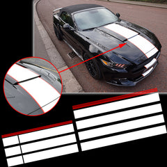 Compatible with Ford Mustang 2015-2021 White Red Graphics Sporty Decal Stripe Trunk Stickers