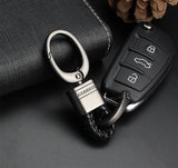 Blue/ Black/ Pink/ Red/ Black Red/ Black White/ Black Yellow Braided Leather Gun Metal Wrist Key Chian Ring Car Keychain Universal Fit