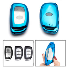 Blue / Black / Red Soft TPU Full Protection Remote Key Fob Case Cover for Hyundai Accent Santa Fe Elantra Tucson 3/4-Button Key