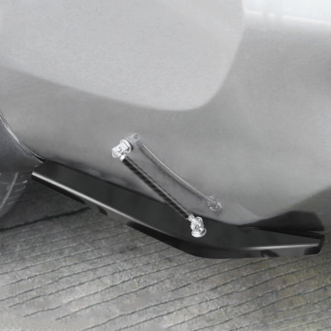 JDM Universal Rear Bumper Canard Diffuser Splitter Valence Spoiler Fin Lip Trim, Glossy Black with Adjustable 6"-9" Support Rod -Black Carbon