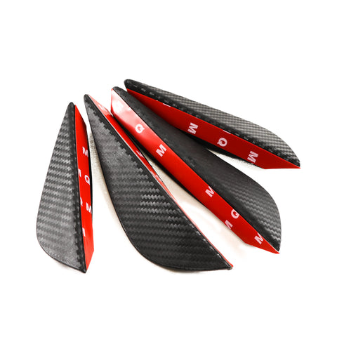 4pcs Carbon Fiber Pattern Trim Bumper Fins Diffuser Canards Splitters Kits(Grey/Black)