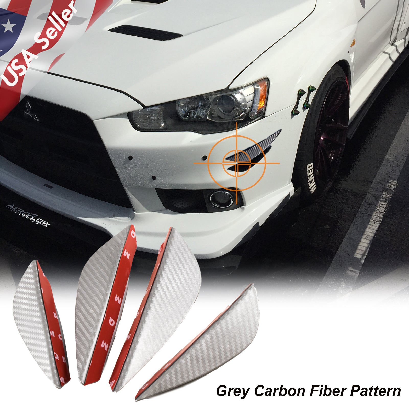 carbon fiber front bumper splitter fins