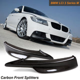 Carbon Fiber Front Splitters Bumper Lip Covers Air Dams For BMW E90 E91 LCI M Tech 2009-2011