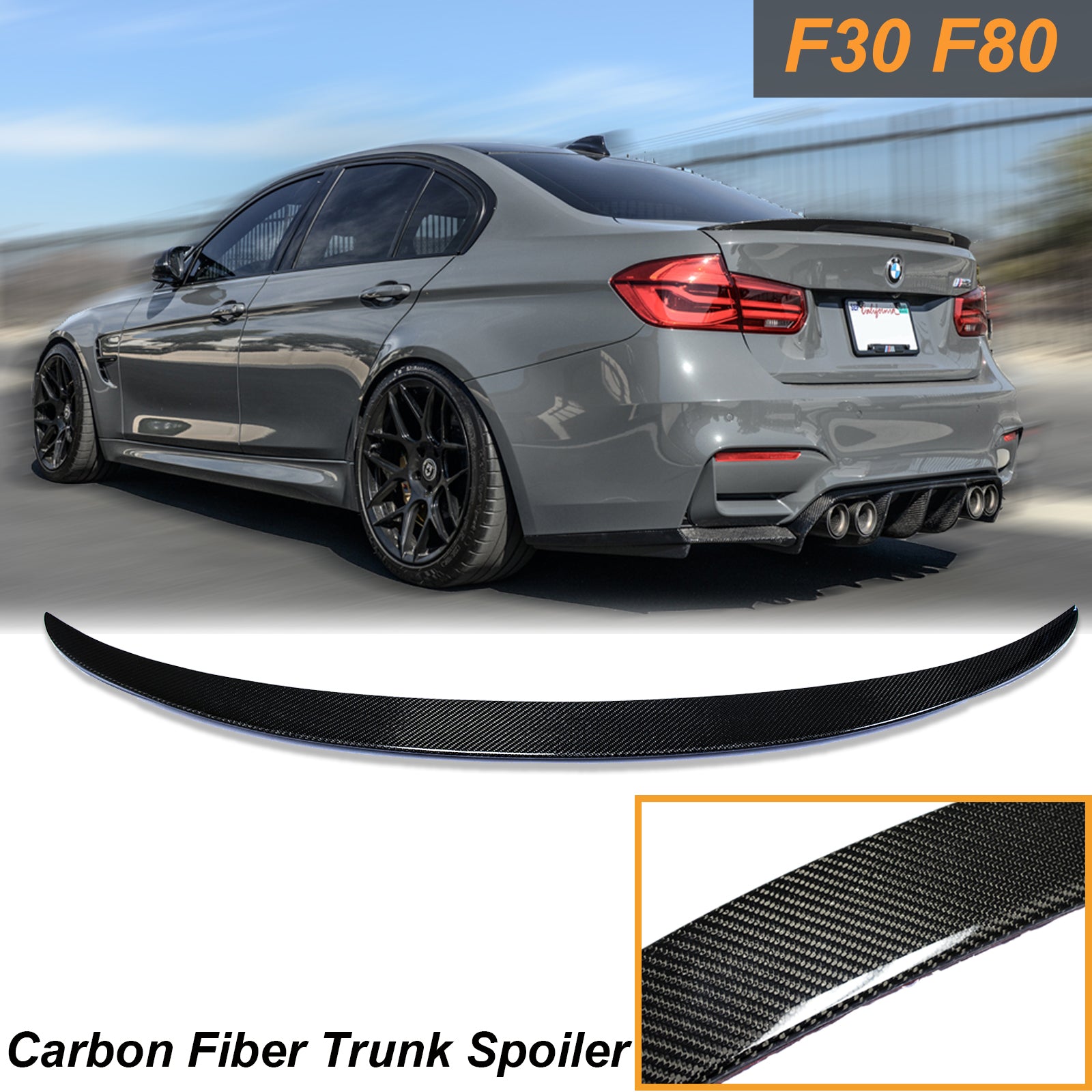 Trunk Lid Spoiler Wing Carbon Fiber Deck For BMW F30 F80 M3 Sedan Boot