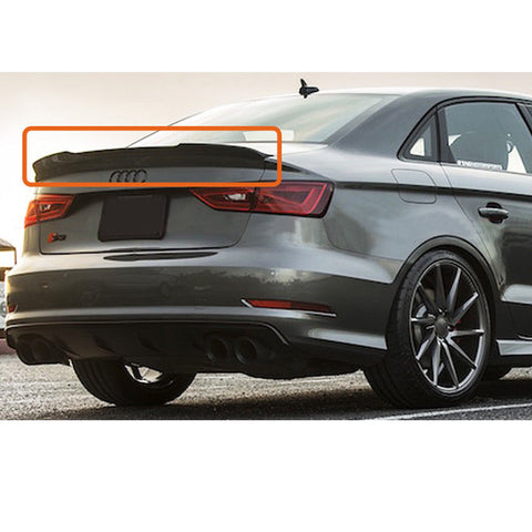 Real Carbon Fiber V Style Highkick Rear Trunk Spoiler Wing For 2014-2017 Audi A3 S3 Sedan