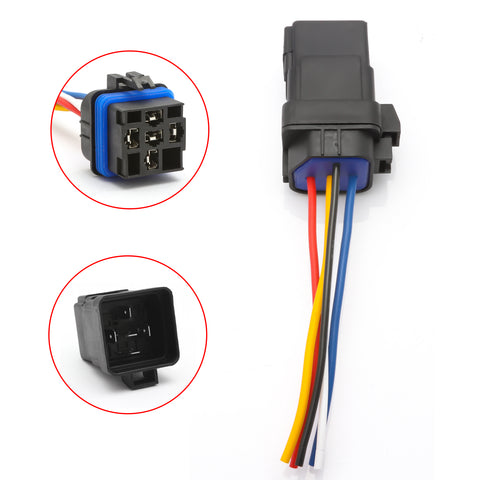 5-Pin SPDT Automotive Relay Switch Wires + Harness Socket Waterproof 30A/40A 12V