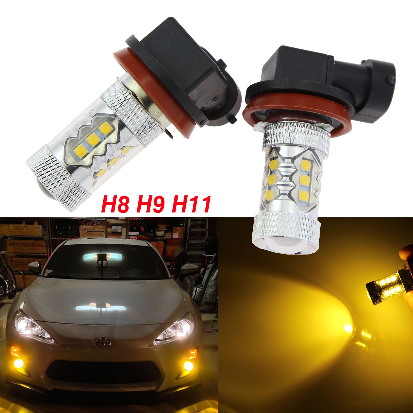 H8 H9 H11 High Power Gold Yellow CREE LED DRL Fog Lights Bulbs For