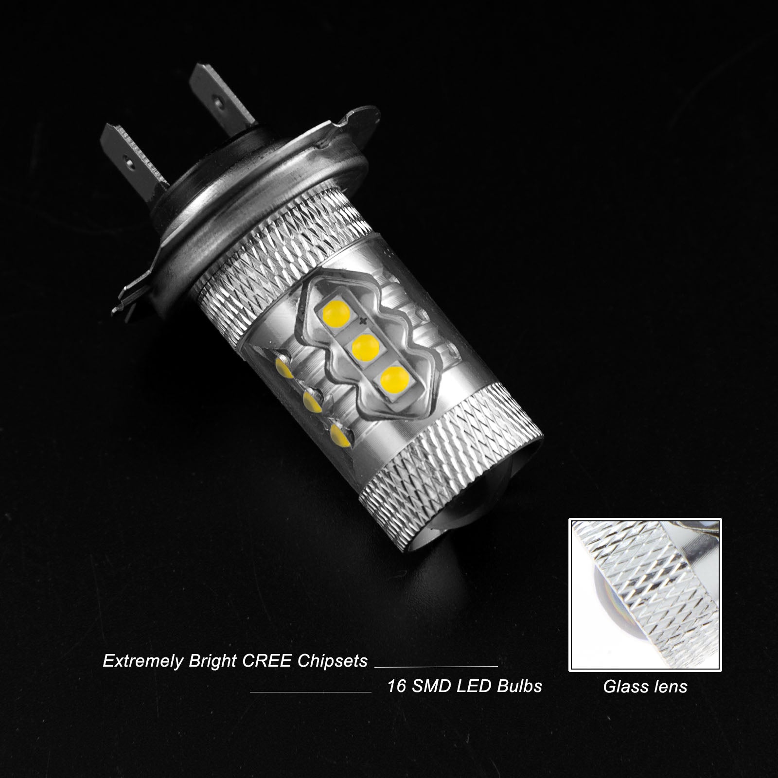 H7 Gold Yellow 80W Projector Lens CREE LED Bulbs for Hyundai Daytime R ...