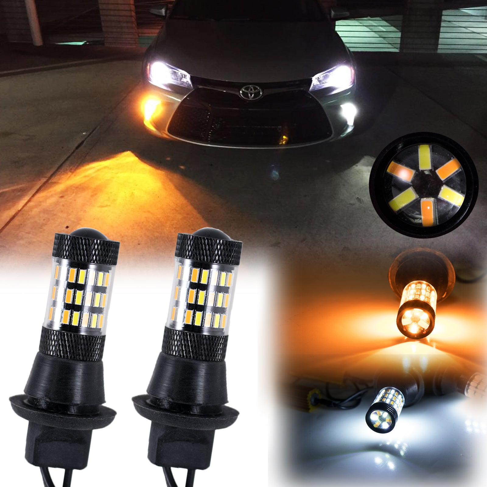 2x 7440 Dual Color Switchback White Amber LED Kit for DRL Turn Signal ...