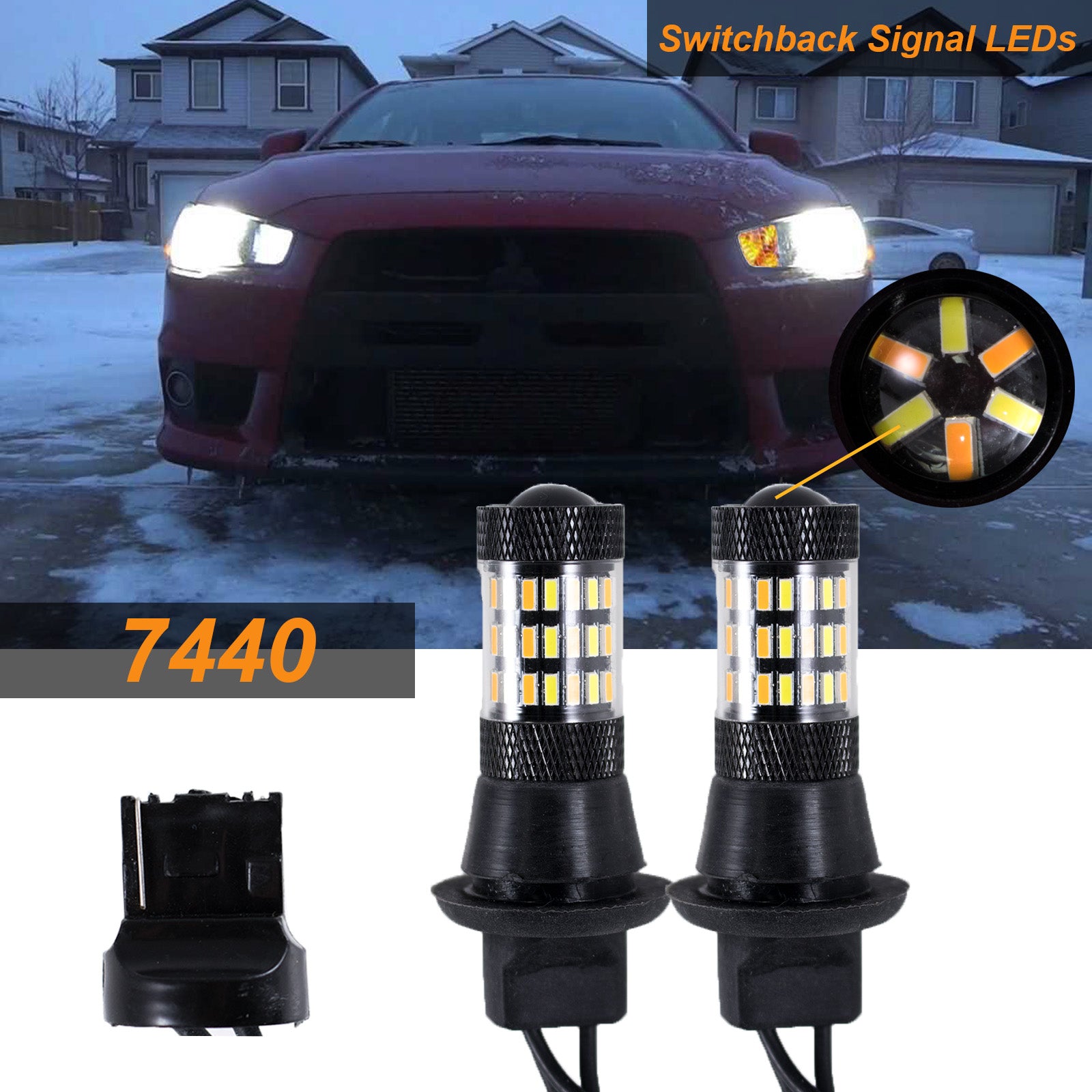 2x 7440 Dual Color Switchback White Amber LED Kit for DRL Turn Signal ...