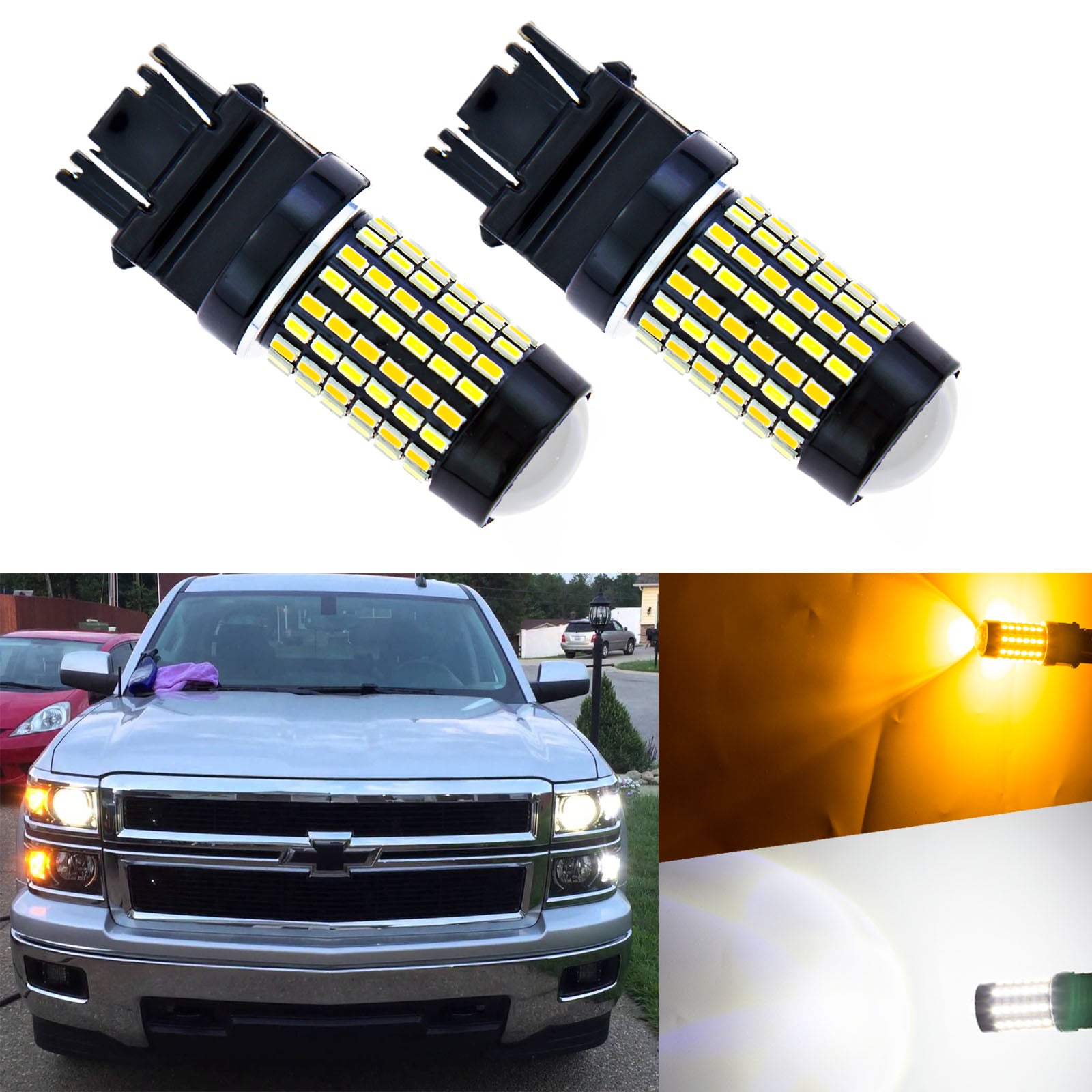 Dual Color White Amber 7443 7444NA 120 SMD Switchback LED Bulbs for Fr ...