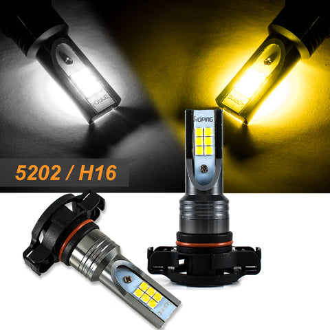 H16 PS24W 5202 DRL Fog Driving Light Bulbs LED 6000K High Power lamp CTS 80W [White/Gold Yellow]