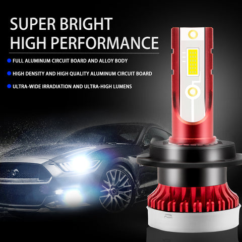 6000K Super White H7 LED Headlight Replacement Bulbs