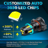 Xotic Tech 2x H16 5202 3000LM Fog Light 6000K White High Power 15-SMD LED Driving Bulbs DRL