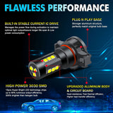 Xotic Tech 2x H16 5202 3000LM Fog Light 6000K White High Power 15-SMD LED Driving Bulbs DRL