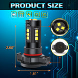 Xotic Tech 2x H16 5202 3000LM Fog Light 6000K White High Power 15-SMD LED Driving Bulbs DRL