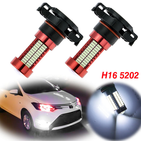 2x H16 5202 LED Bulbs with Projector Lens 106 SMD for Fog Lights DRL Driving Bulbs[Ice Blue\White]