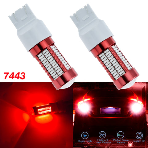 New 7443 7440 T20 LED Bulbs 106 SMD with projector lens for Brake Turn Signal Light Lamp[Amber\Red\White]