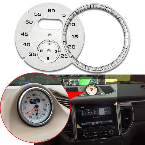 Interior Guard Dial Gauge Face Cover Trim Sporty Chrono Instrument Overlay for Porsche Macan Boxster Cayenne Cayman 991 Panamera 970 (White)