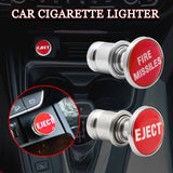 Auto Trim EJECT + FIRE MISSILES Glossy Red Cigarette Lighter Plug Cover Buttons
