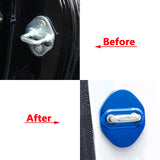 Steel Blue Door Lock Lockstitch Decor Cover Trim 4x For Honda Toyota Subaru Mazda Hyundai Kia