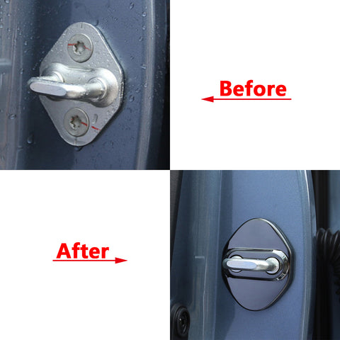 Steel Black Door Lock Lockstitch Decor Cover Trim 4x For Honda Toyota Subaru Mazda Hyundai Kia
